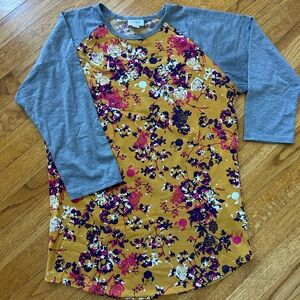 LuLaRoe Yellow and Gray Disney Floral Top